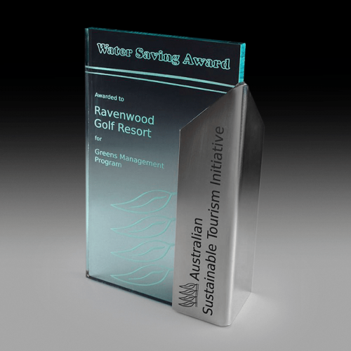 Stainless Steel and Jade Acrylic Award Steelarc SA12