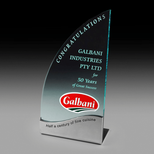 Stainless Steel and Jade Acrylic Award Steelarc SA14