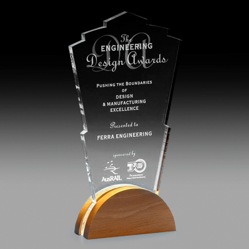 Clear Acrylic Award with Solid Timber Base Deco SDD
