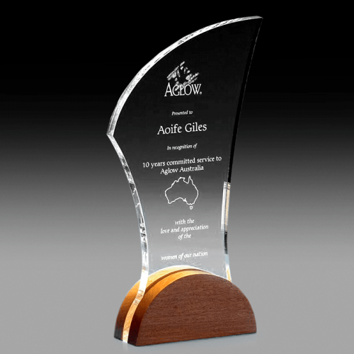 Clear Acrylic Award with Solid Timber Base Nouveau SDN