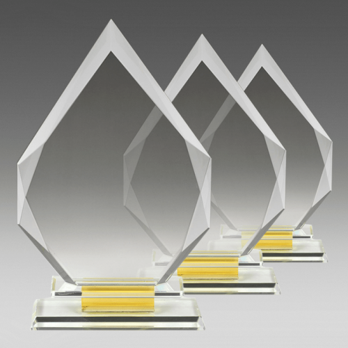 Optical Crystal Trophy on Clear and Gold Layered Base OE041