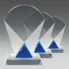 Blue and Clear Optical Crystal Trophy on Base OE046