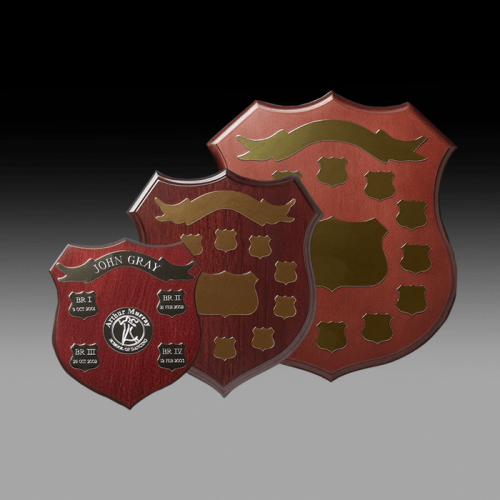 Classic Rosewood Perpetaul Shield with Gold Plates PS