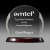Jade glass | Chrome edging | Piano finish oval timber base Glass Awards