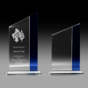10mm thick clear glass | Blue trim contrast | Faceted clear base | Glass Awards