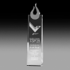 50mm thick tapered crystal | Chrome flame | Tall presentation area Crystal Awards